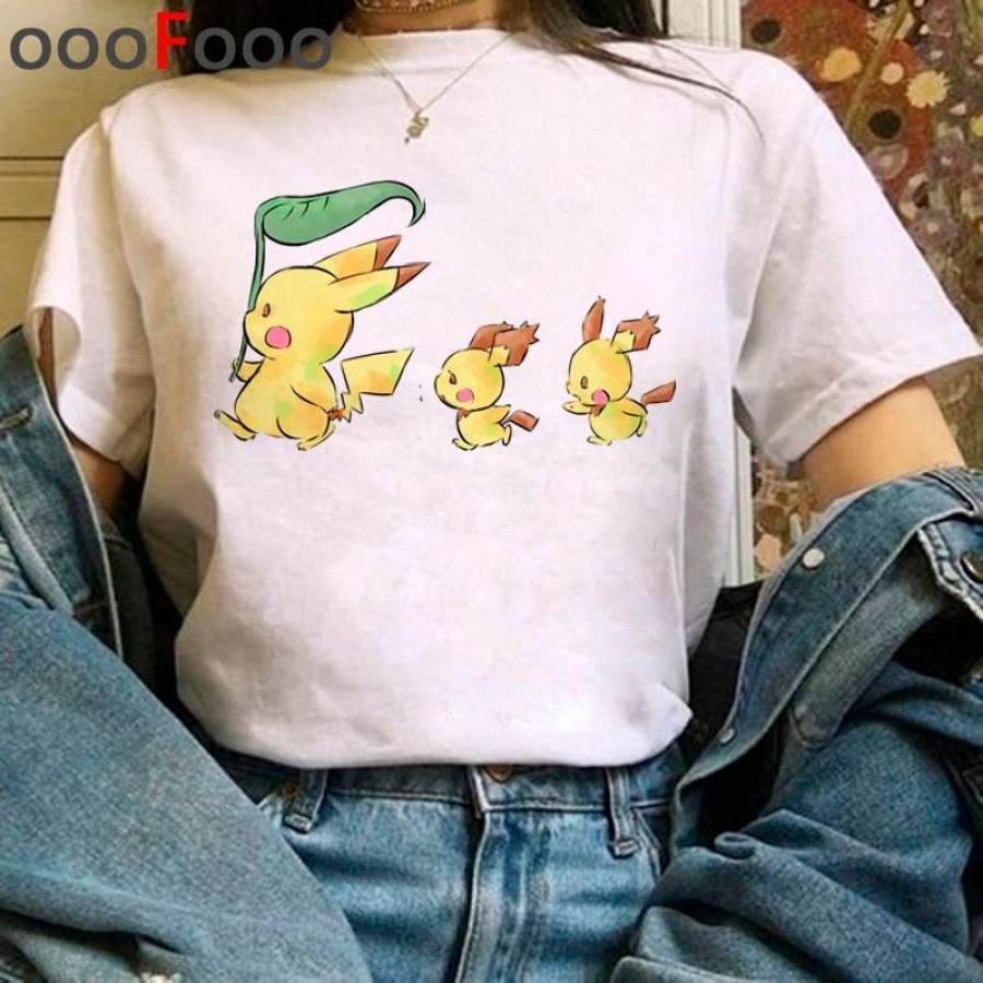 Pokemon Go Harajuku Funny Cartoon T Shirt Women Ullzang Pikachu Kawaii T-shirt Cute Anime Tshirt