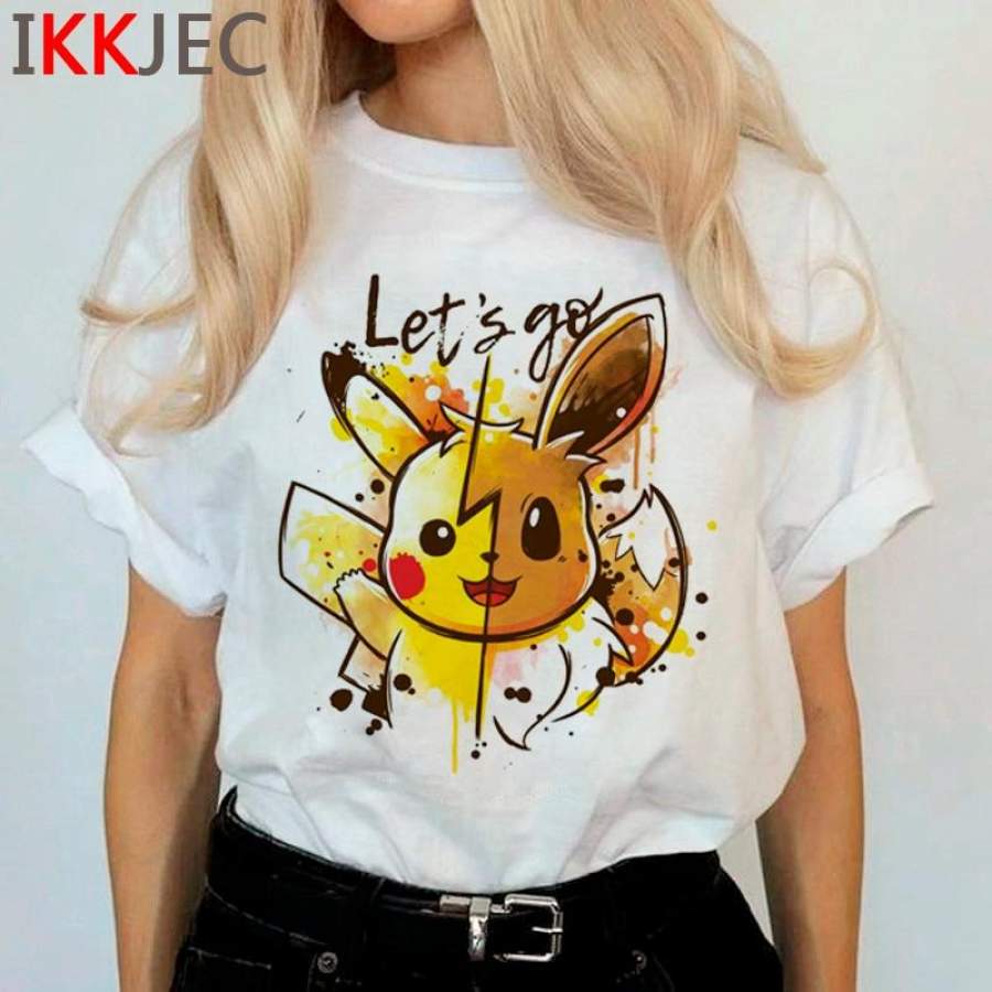 Pokemon Go Harajuku Kawaii T Shirt Women Ullzang Pikachu Funny Cartoon T-shirt Cute Anime Graphic