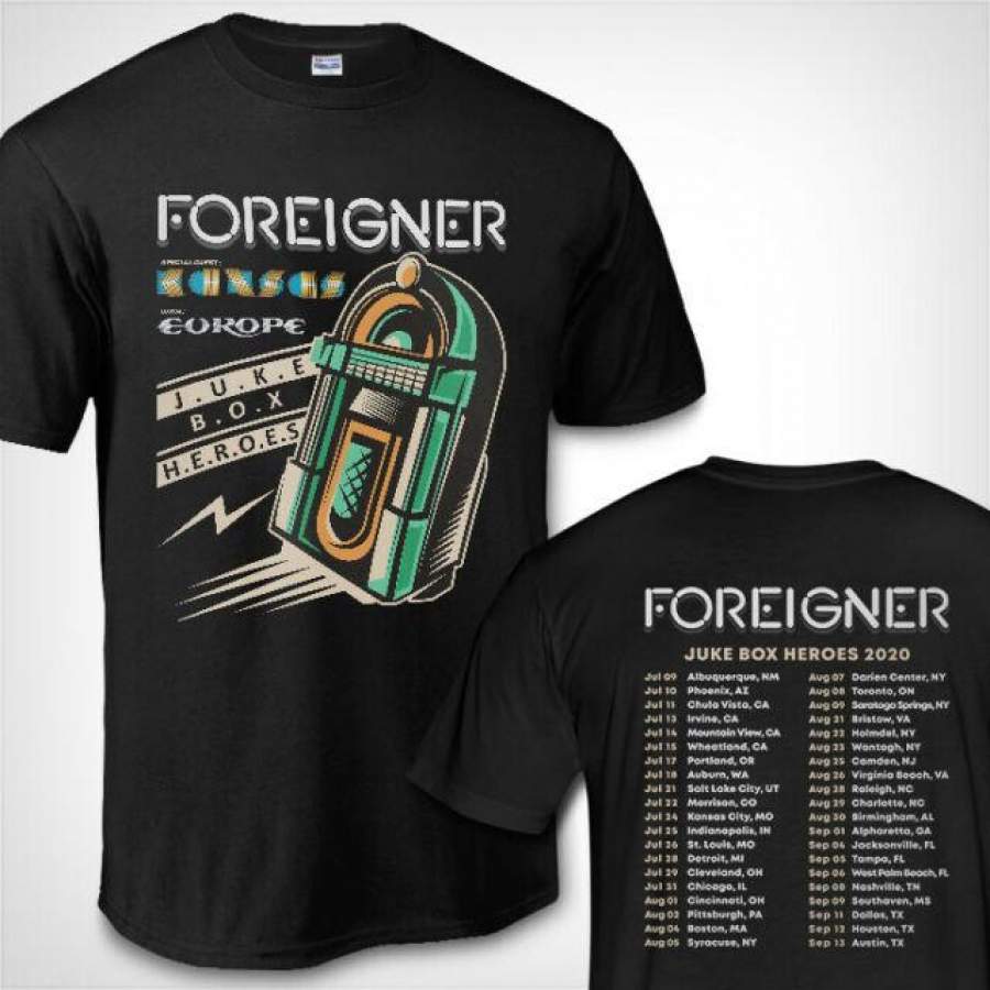 Foreigner Juke Box Hero Tour 2020 with Kansas and Europe T Shirt S-3xl