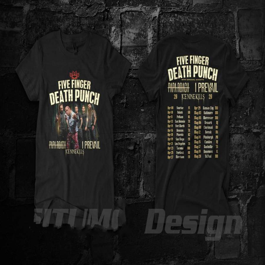 Five Finger Death Punch with Papa Roach Tour Dates 2020 T-shirt