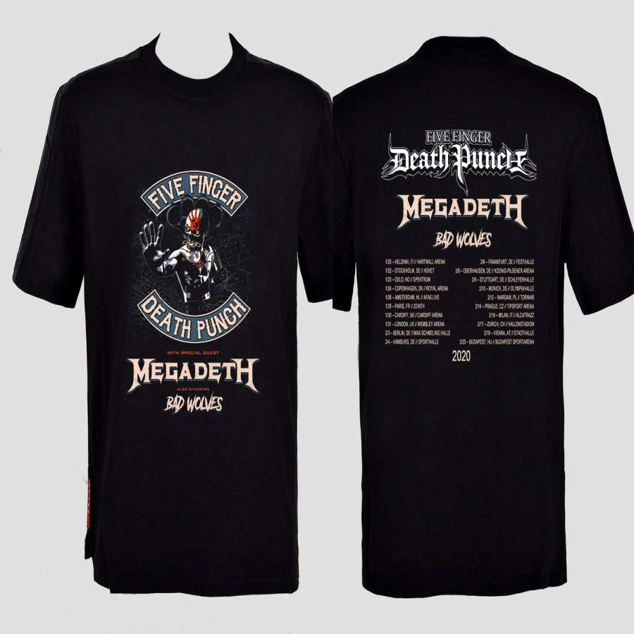 Five Finger Death Punch Megadeth Bad Wolves Tour 2020 T-Shirt