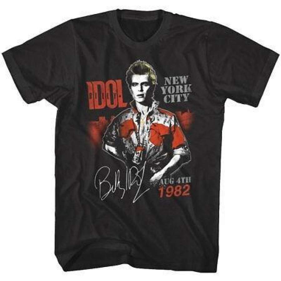 Billy Idol New York City 1982 Mens Signature Autograph Punk Rock Concert T-Shirt