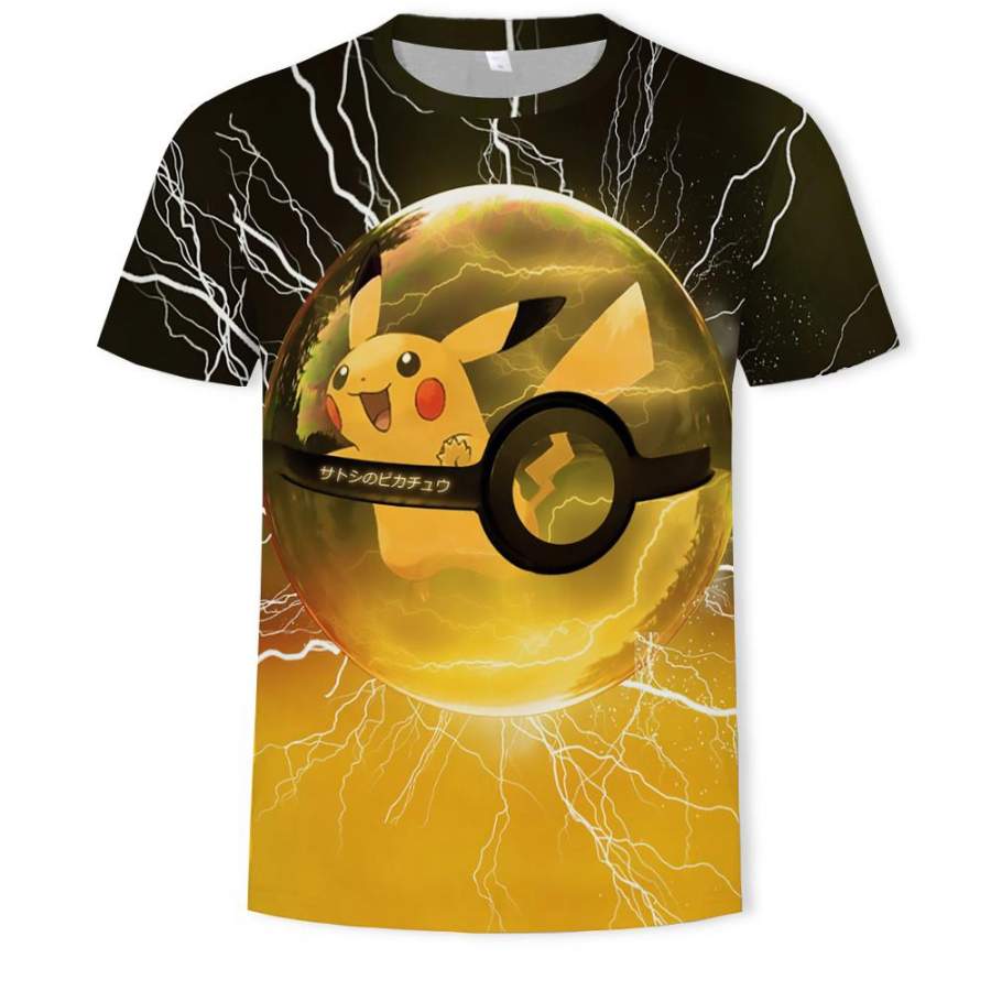 Movie Detective Pokemon Pikachu T-shirt For Men Women Fashion Cartoon Clothes