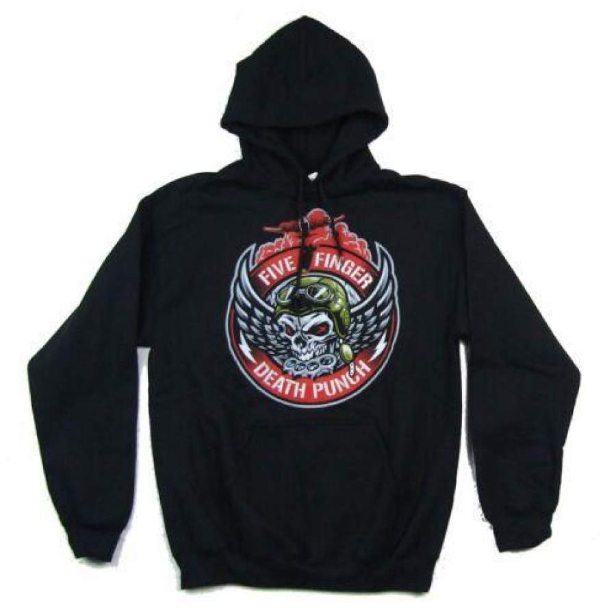 Five Finger Death Punch Hoodie Bomber Black Pull Over Sweatshirt Hoodie NewXL