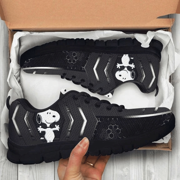 Funny Snoopy Print Sneakers, Women’s Sneakers, Handmade Crafted sneaker black Shoes birthday gift Fashion Fly Sneakers TL97