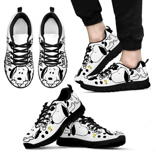 Funny Snoopy Print Sneakers 8,Women’s Sneakers, Handmade Crafted sneaker black Shoes birthday gift Fashion Fly Sneakers TL97