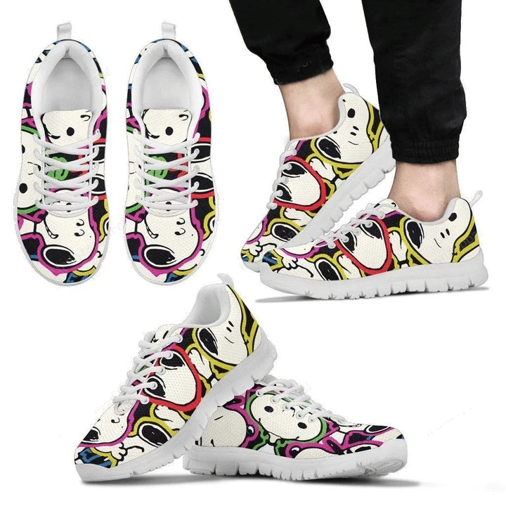 Funny Snoopy Print Sneakers 9,Women’s Sneakers, Handmade Crafted sneaker white Shoes birthday gift Fashion Fly Sneakers TL97