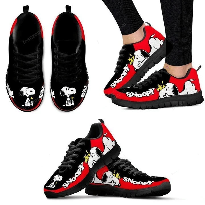 Funny Snoopy Print Sneakers ver2 , Women’s Sneakers, Handmade Crafted sneaker black Shoes birthday gift Fashion Fly Sneakers TL97