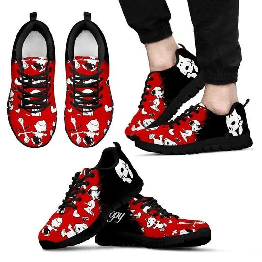 Funny Snoopy Print Sneakers 7,Women’s Sneakers, Handmade Crafted sneaker black Shoes birthday gift Fashion Fly Sneakers TL97