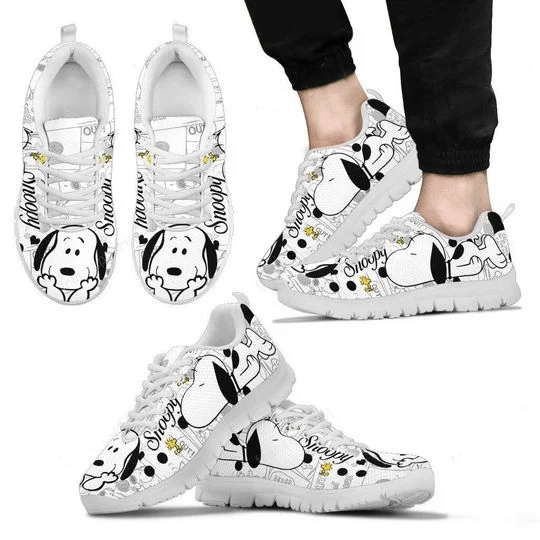 Funny Snoopy Print Sneakers 5,Women’s Sneakers, Handmade Crafted sneaker white Shoes birthday gift Fashion Fly Sneakers TL97