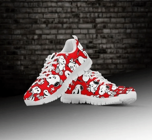 Custom name Snoopy Personalized Print Sneakers, Women’s Sneakers, Handmade Crafted sneaker white Shoes birthday gift Fashion Fly Sneakers TL97