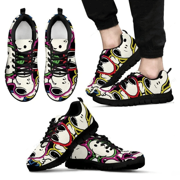 Funny Snoopy Print Sneakers 9,Women’s Sneakers, Handmade Crafted sneaker black Shoes birthday gift Fashion Fly Sneakers TL97