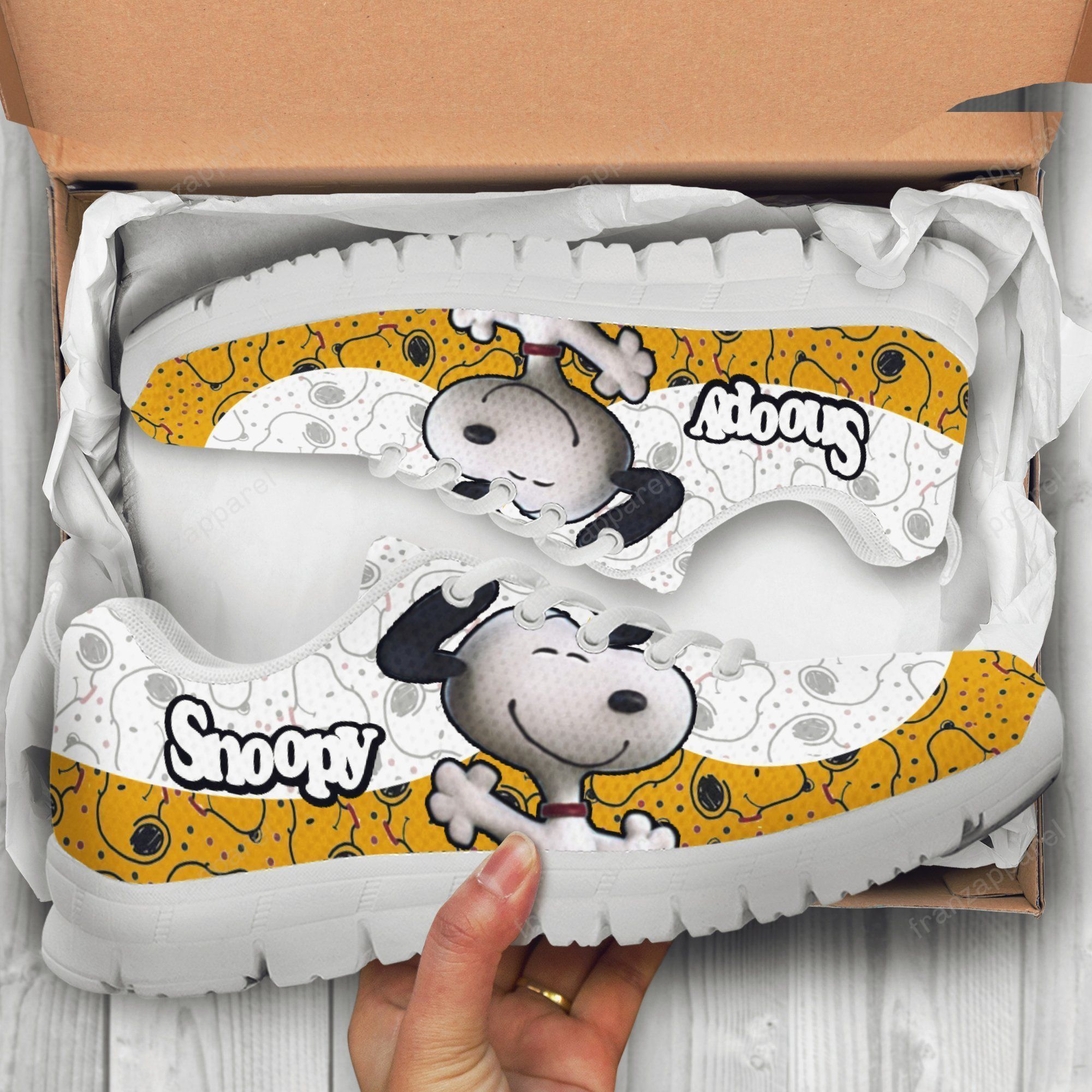 Funny Snoopy Print Sneakers ver3 , Women’s Sneakers, Handmade Crafted sneaker white Shoes birthday gift Fashion Fly Sneakers TL97