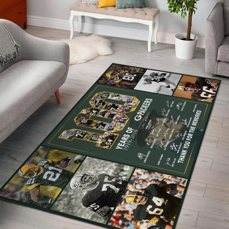 100th Green Bay Packers Fan Made Area Rug Living Room Rug Home Decor Floor Decor N98