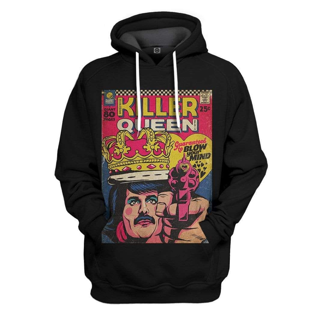 Gearhumans 3D Freddie Mercury Killer Queen Vintage Comic Book Covers Custom Hoodie Apparel