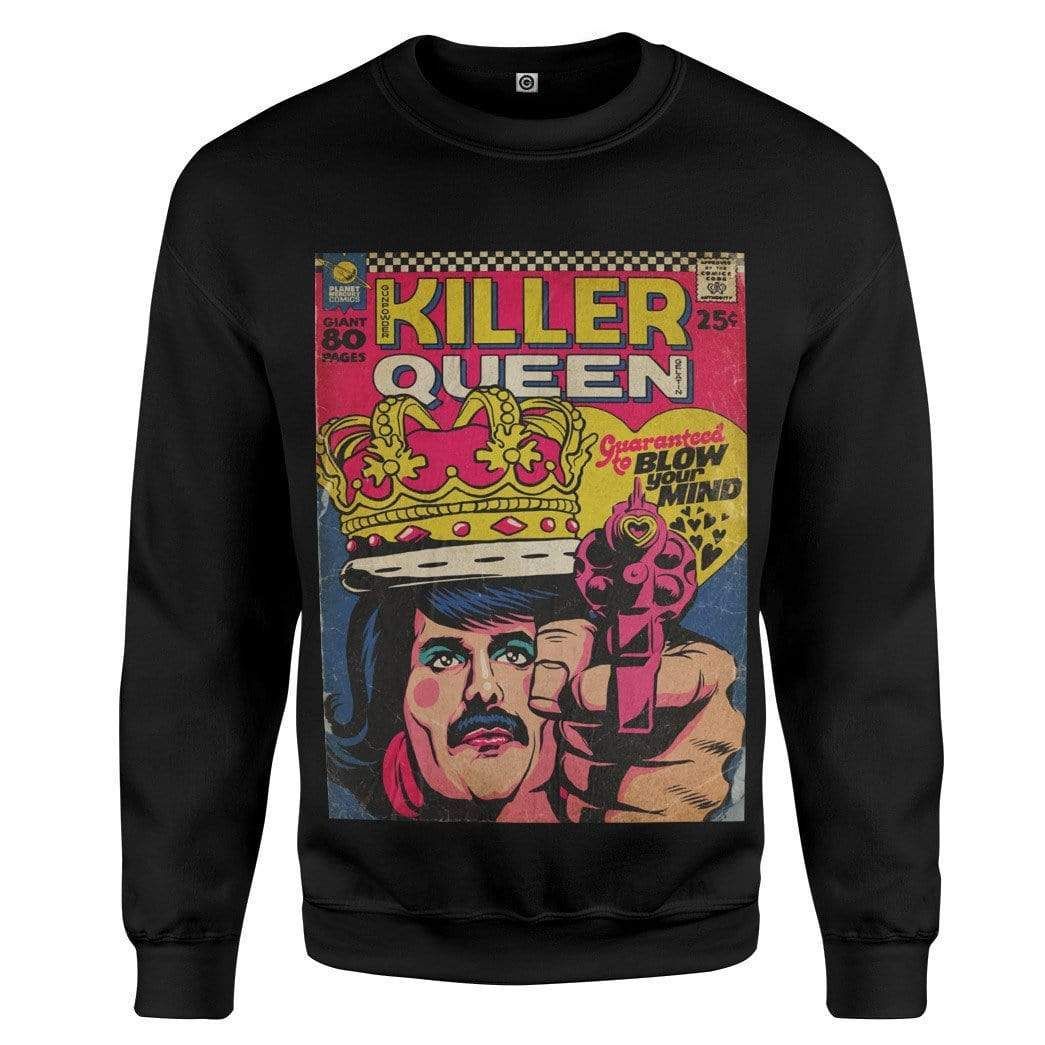 Gearhumans 3D Freddie Mercury Killer Queen Vintage Comic Book Covers Custom Sweatshirt Apparel