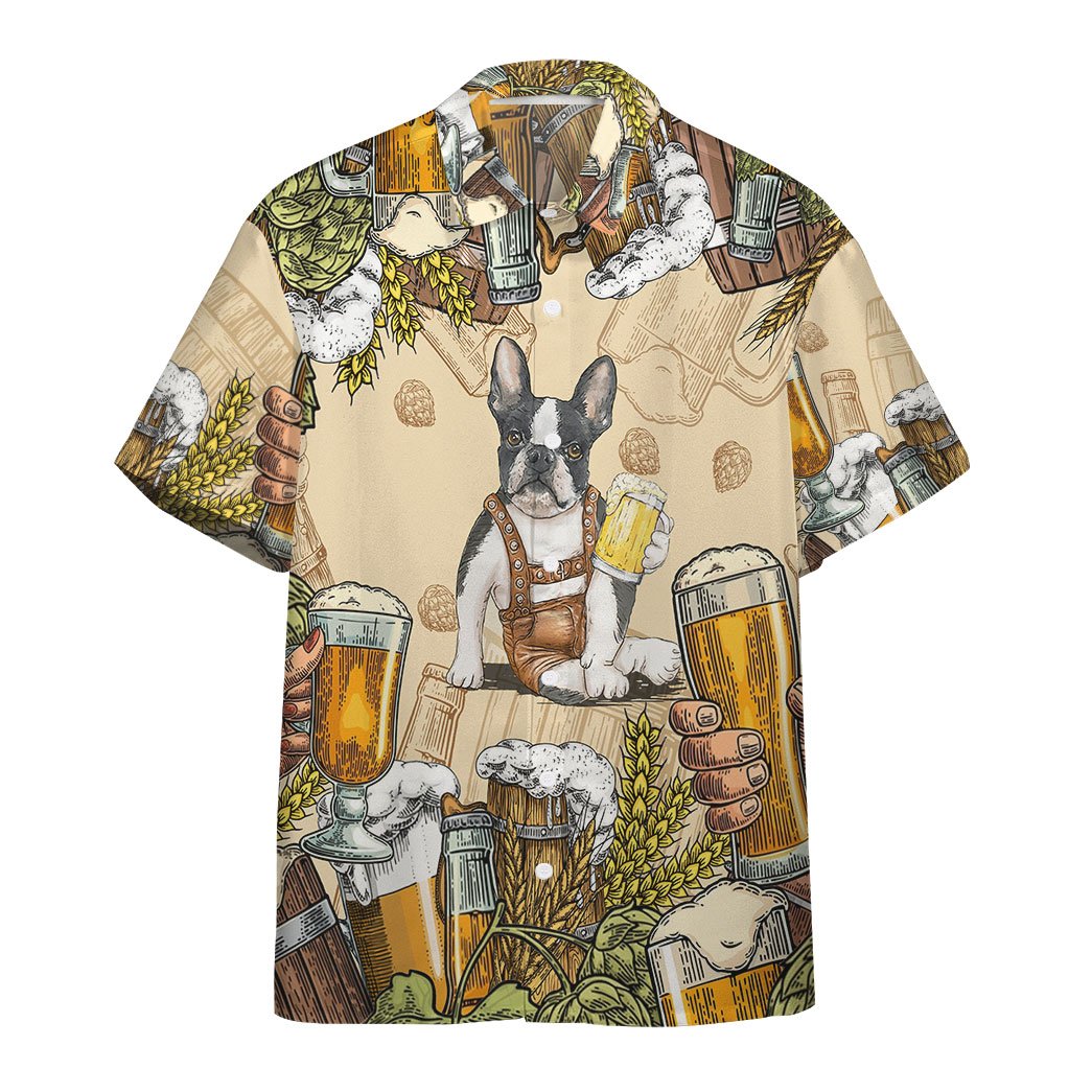 Gearhumans 3D Boston Terrier And Beer Custom Hawaii Shirt