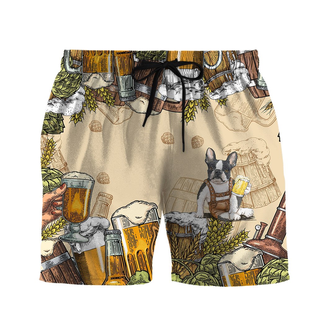 Gearhumans 3D Boston Terrier And Beer Custom Men Short