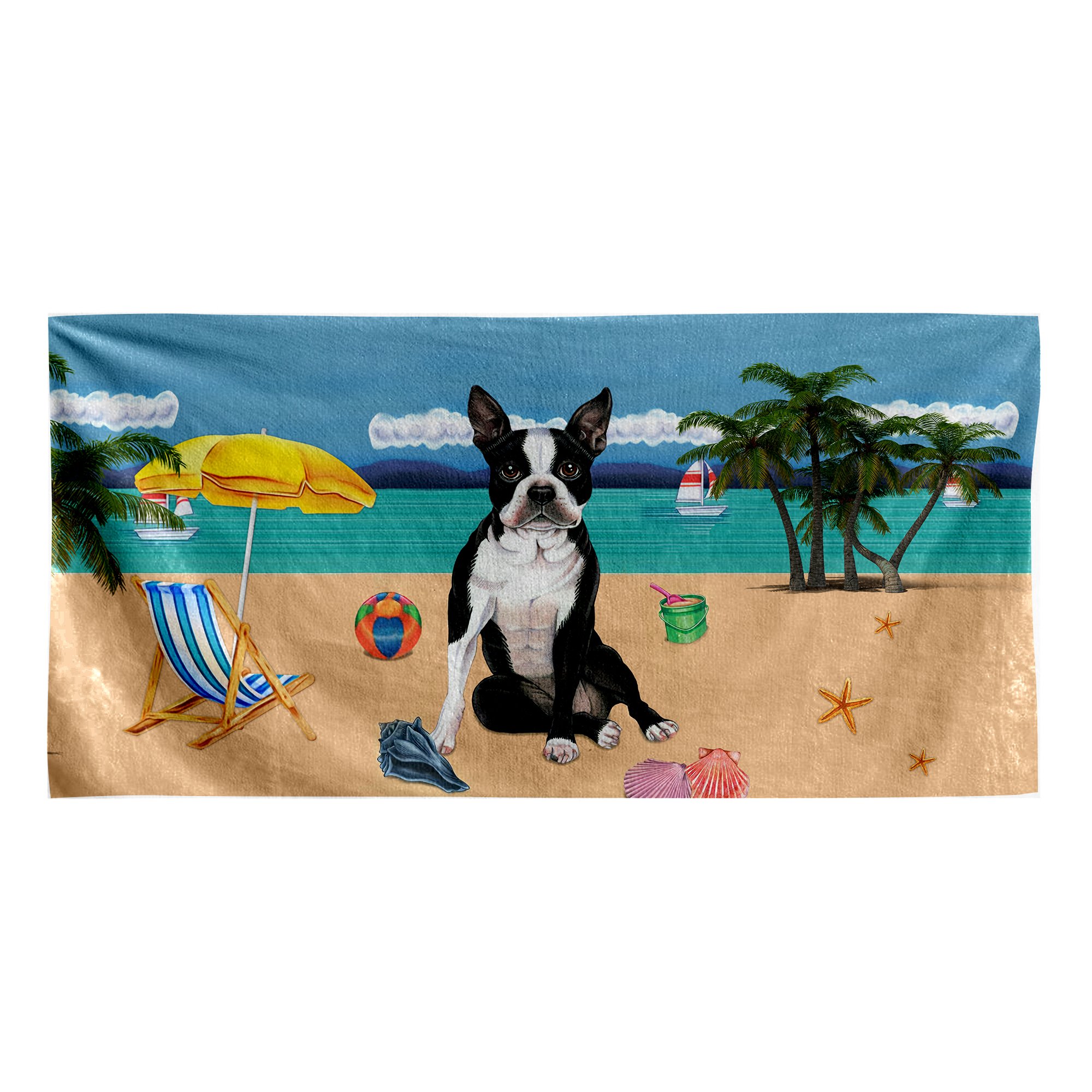 Gearhumans Gearhuman 3D Boston Terrier Dog Custom Beach Towel