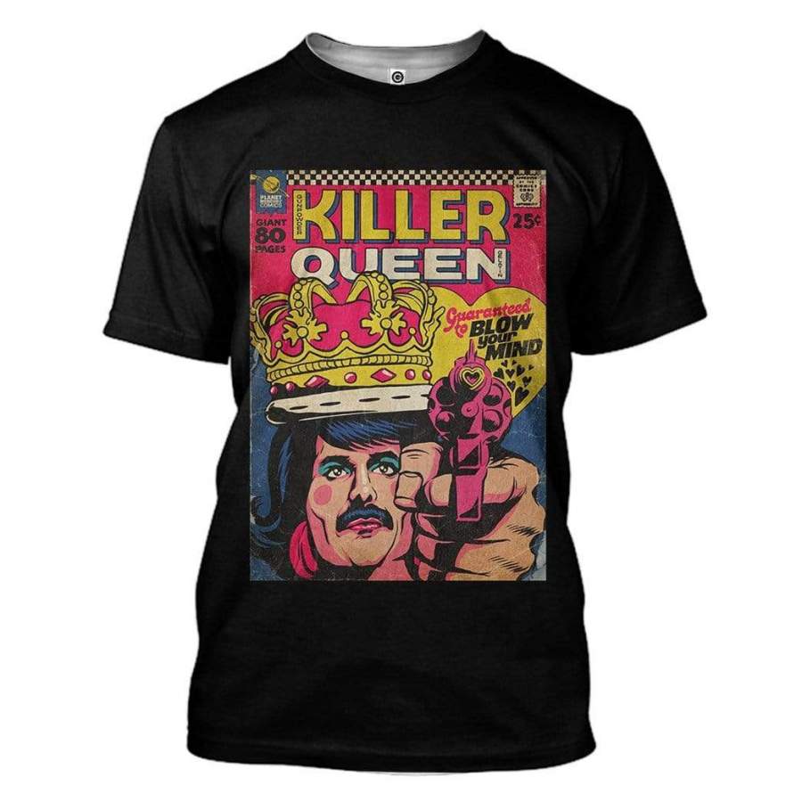 Gearhuman 3D Freddie Mercury Killer Queen Vintage Comic Book Covers Custom Tshirt Apparel