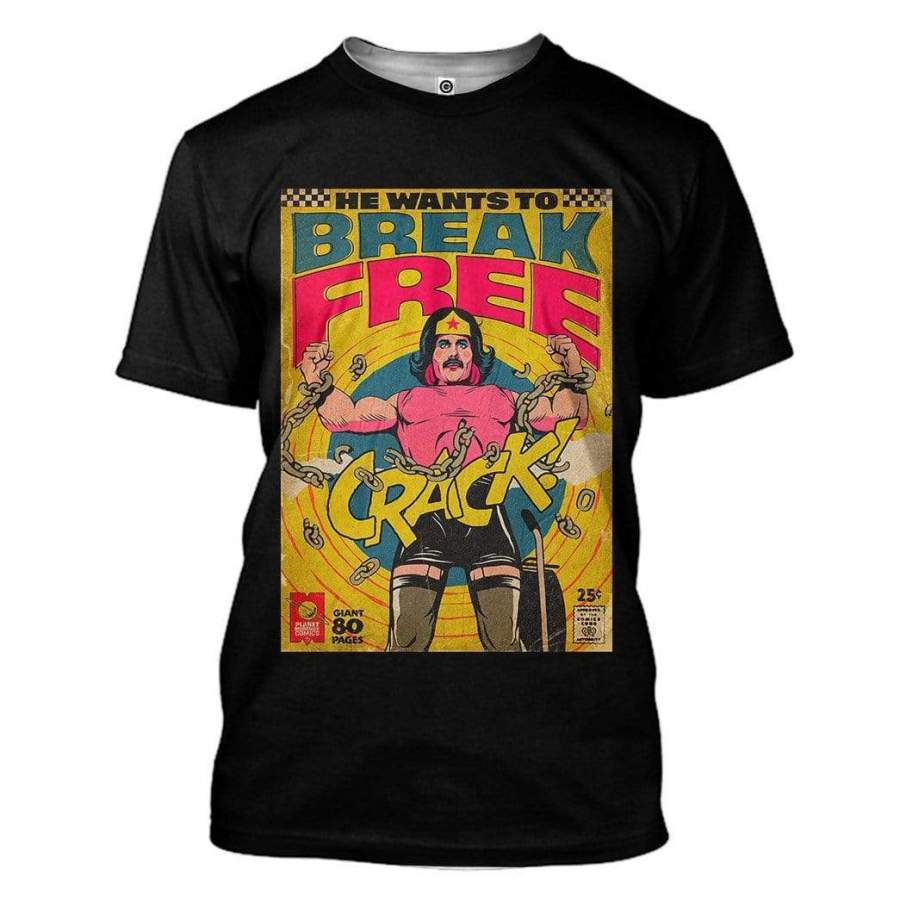 Gearhuman 3D Freddie Mercury Break Free Vintage Comic Book Covers Custom Tshirt Apparel