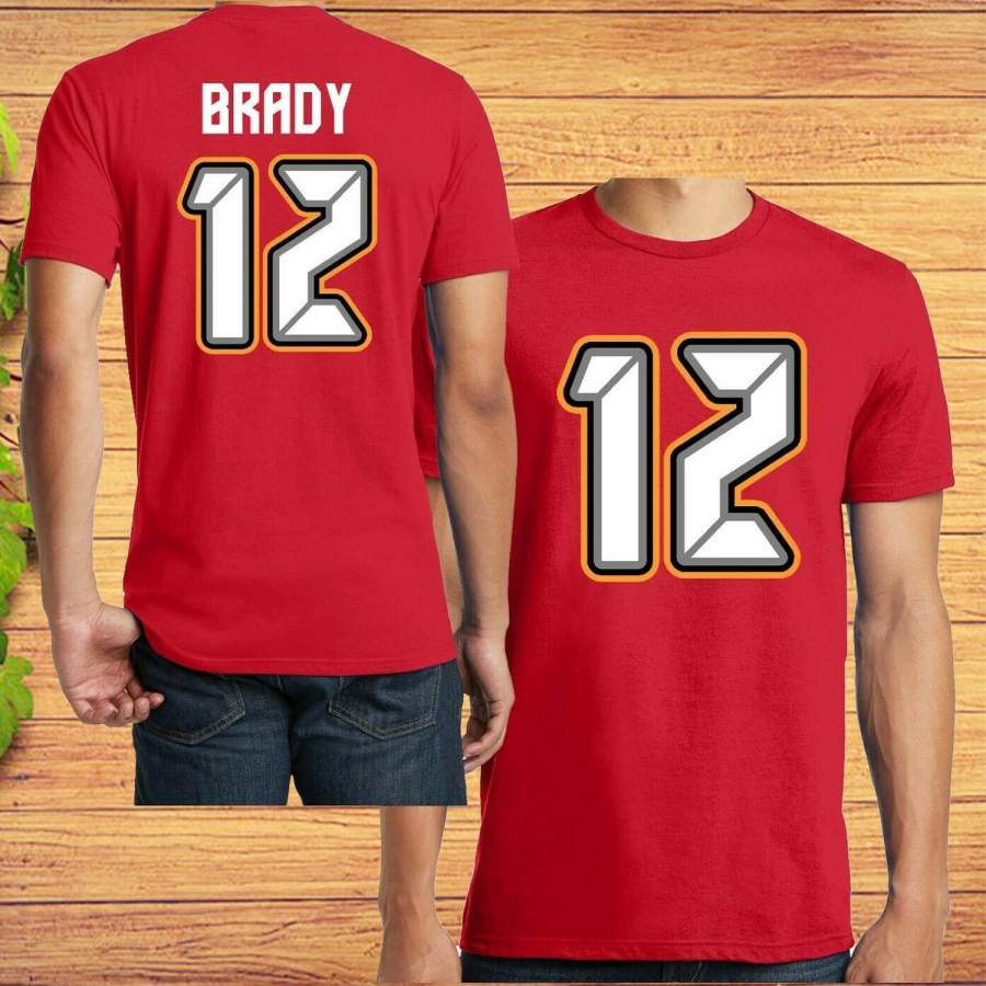 Brady #12 Red Tom Brady Tampa Bay Jersey Football Team T-shirt