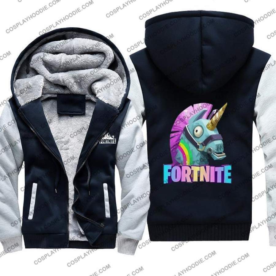 Fortnite Victory Royale Rainbow Horse Fleece Winter Hoodie Jacket