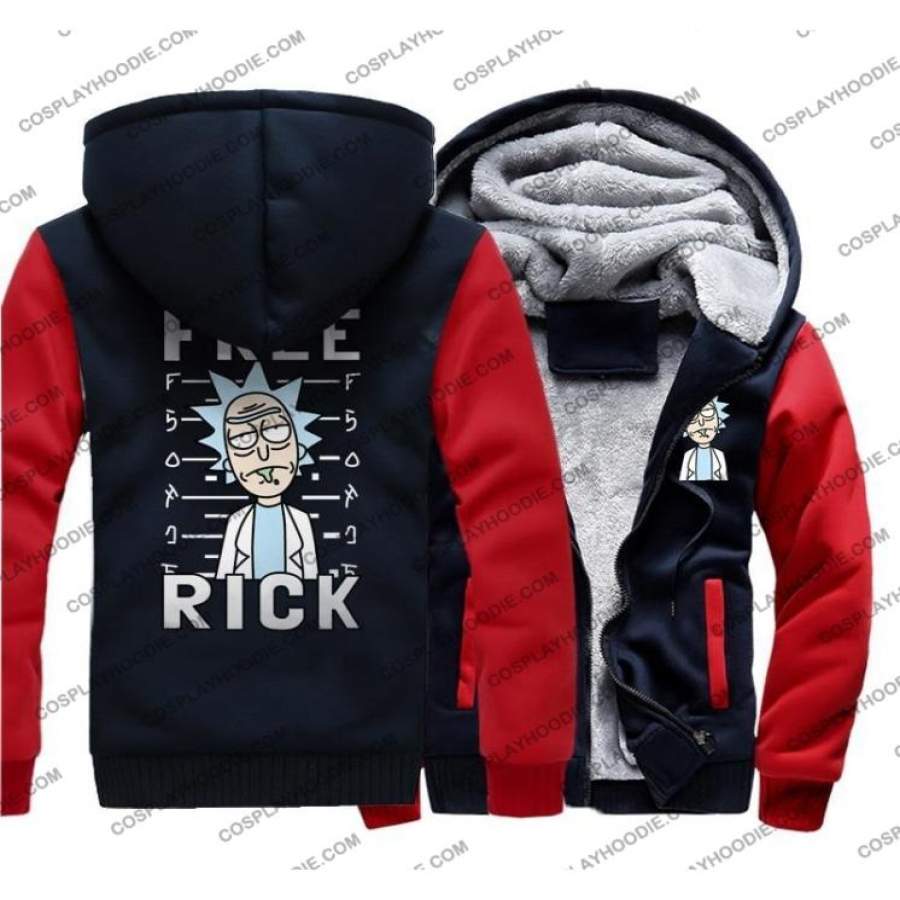 Rick And Morty Print Fleece Winter Hoodie Jacket