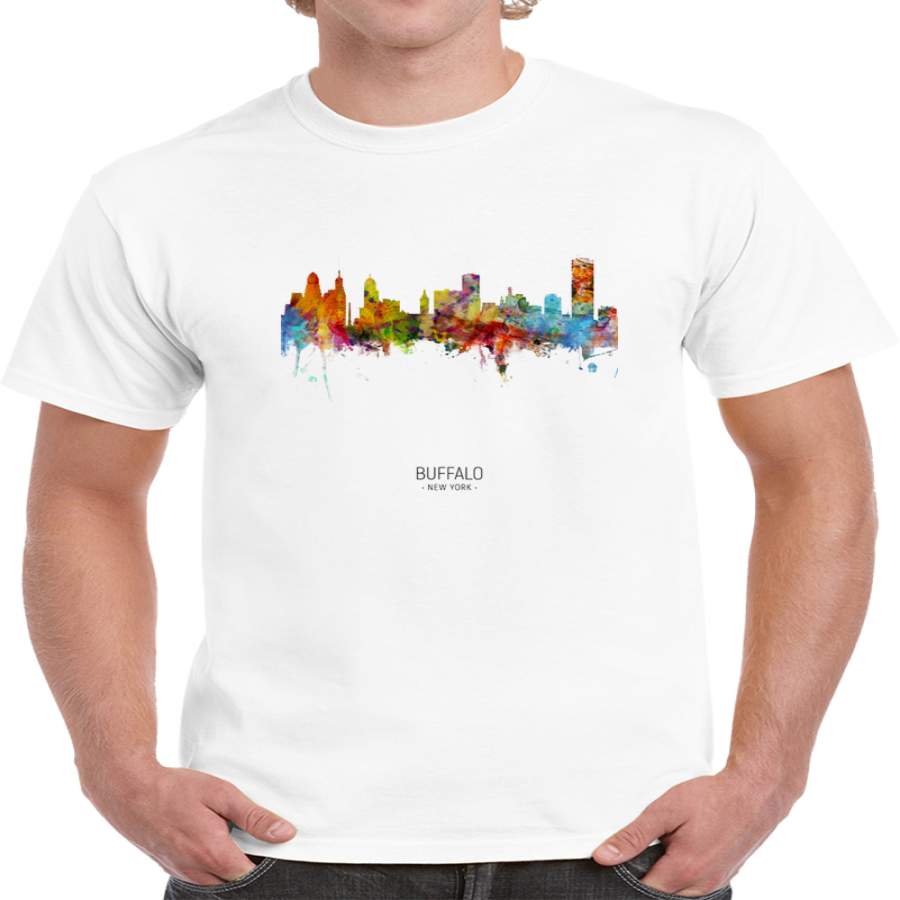 Buffalo New York Rainbow Skyline T Shirt