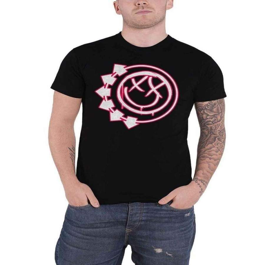 Blink 182 T Shirt Six Arrow Smiley Band Logo Mens