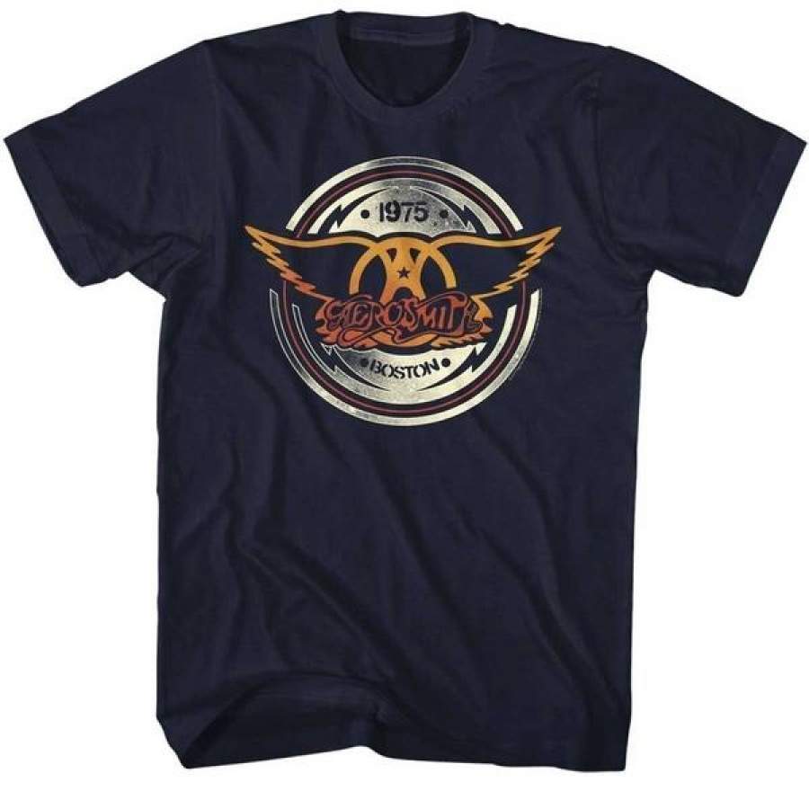 Aerosmith American Rock Band 1975 Boston Aerocircle Adult T-Shirt Tee