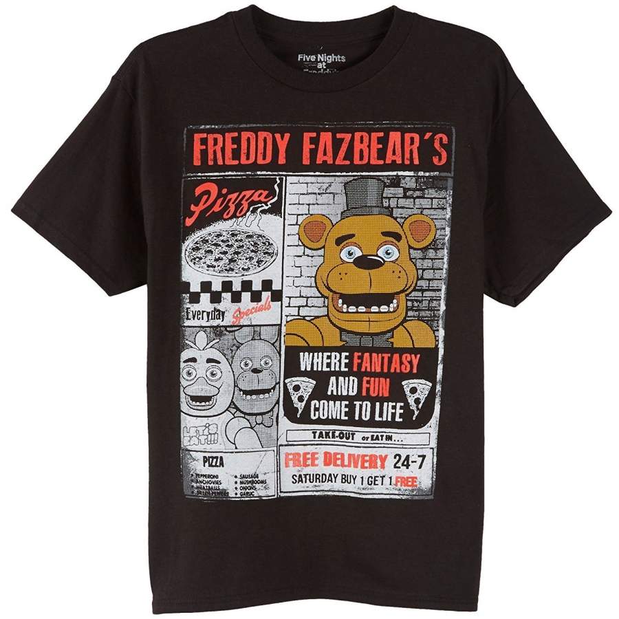 Custom Personality Men’S T-Shirt Five Nights At Freddy’S Big Boys Newspaper T-Shirt Short Sleeve Fashion Punk T-Shirt