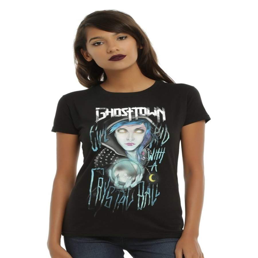 Ghost Town Crystal Ball Girls T-Shirt Fashion Short Sleeve T-Shirt Women’S Funny Black T-Shirt