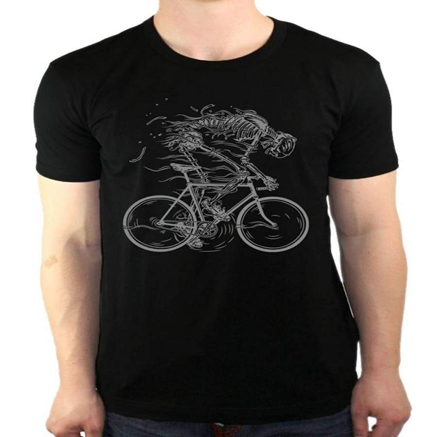 Custom Funny Mens T Shirt The Nakin Skeleton Cycling Bicycle Ghost Bone Bike Fixie T-Shirt Short Sleeve Summer Men’s T-shirts