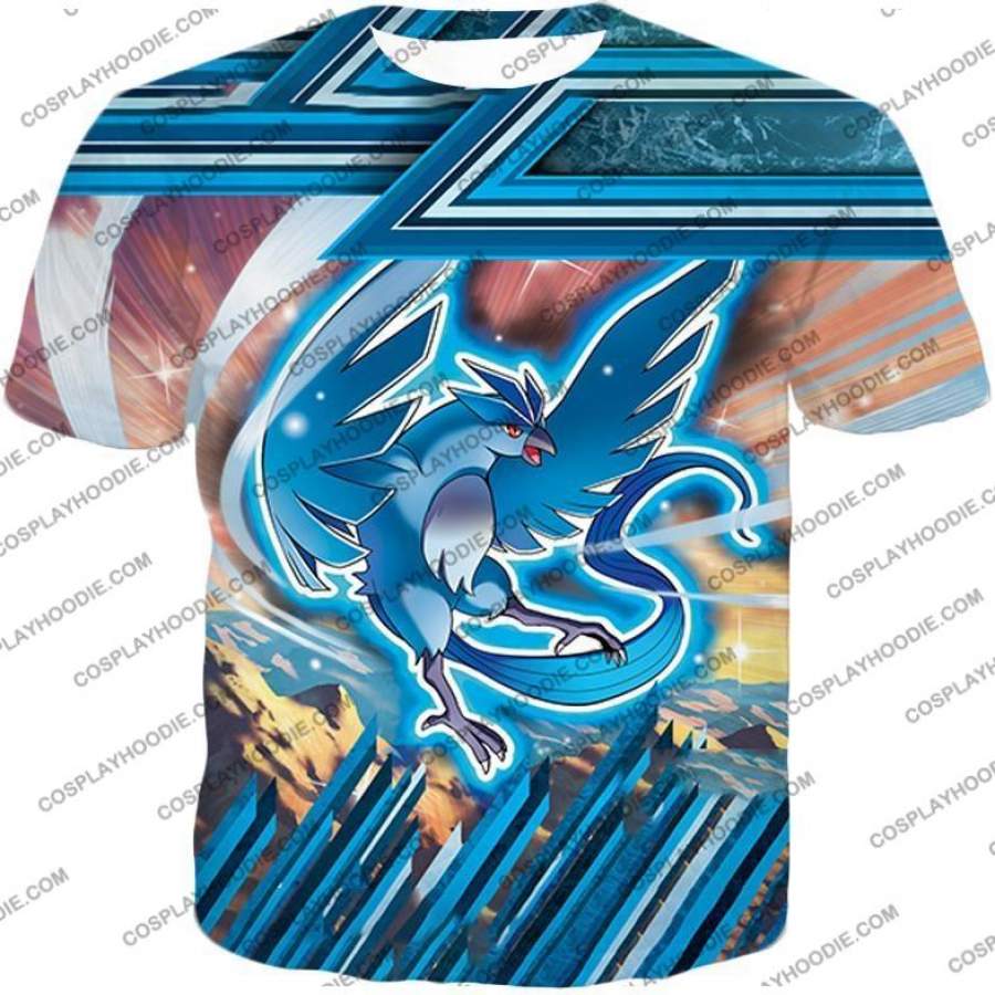 Pokemon Ice Flying Mystic Pokemon Articuno Awesome Action T-Shirt PKM086