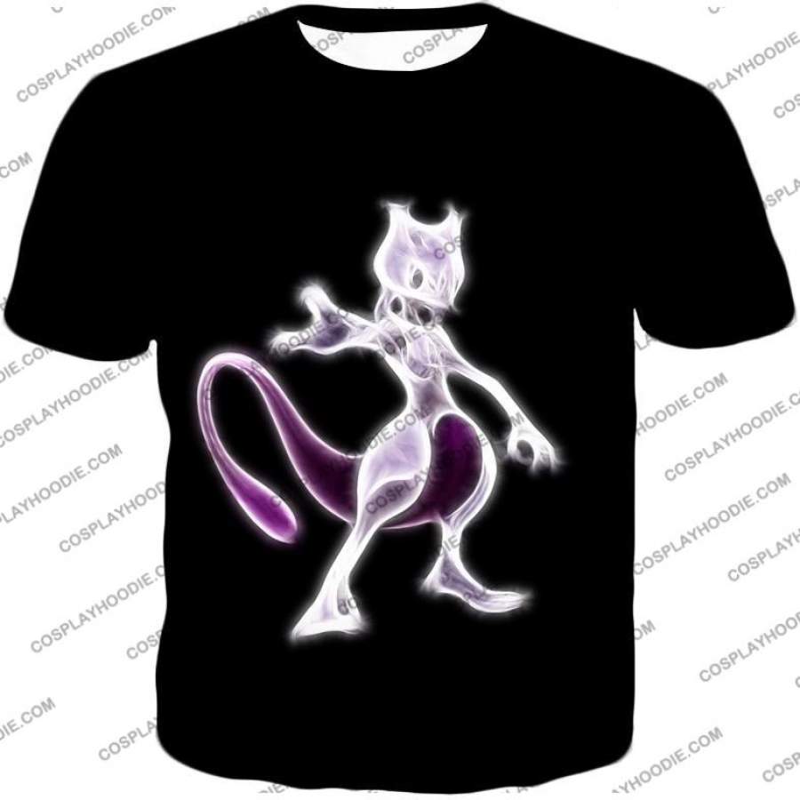 Pokemon Super Cute Thunder Pokemon Pikachu HD Black T-Shirt PKM098