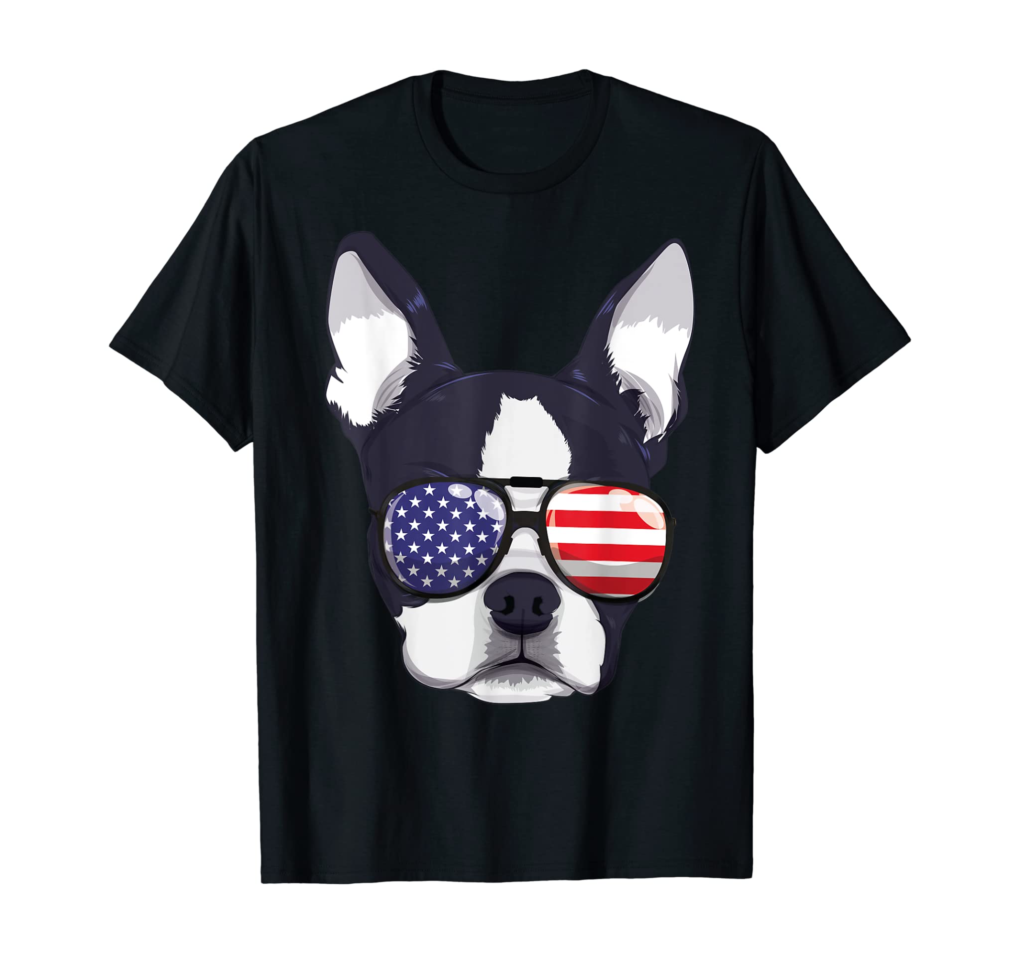 Boston Terrier 4Th Of July American Sunglass Boys Girls T-Shirt