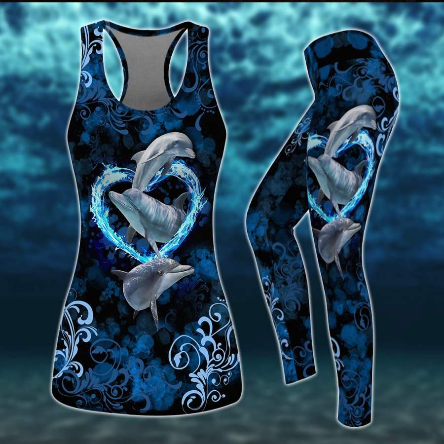 Combo Beautiful Dolphins Tank Top & Legging Outfit