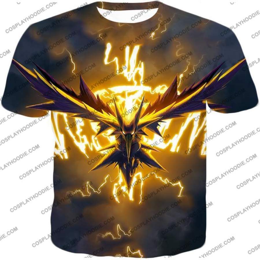 Pokemon Most Powerful Thunder Pokemon Zapdos Super Action T-Shirt PKM076