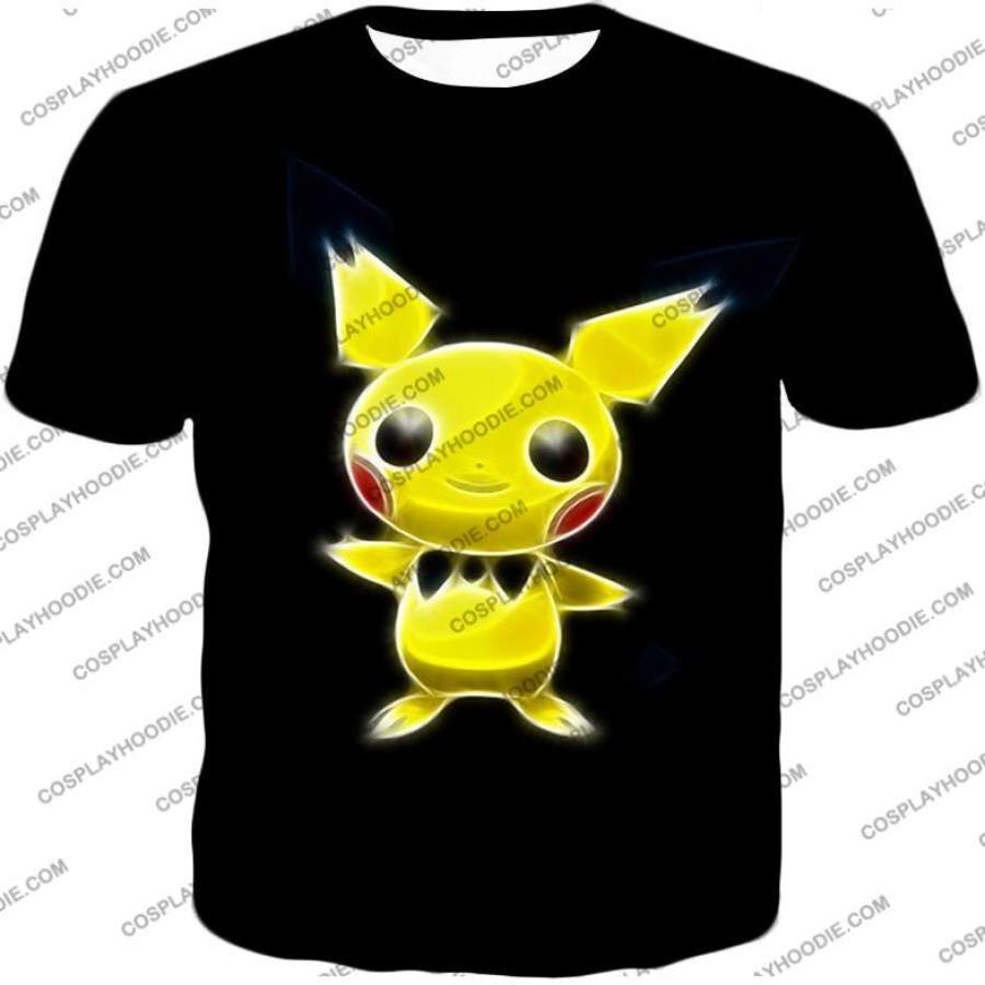 Pokemon Super Cute Thunder Pokemon Pichu Cool Black T-Shirt PKM120