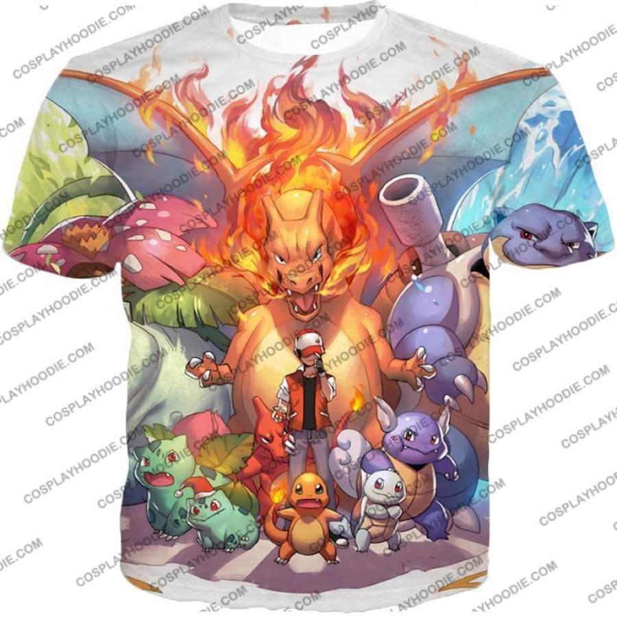 Pokemon Ash Ketchum All Cool First Generation Pokemons Awesome T-Shirt PKM041