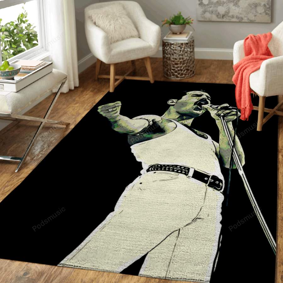 Freddie Mercury Artwork 2 – Music Artist Art For Fans Area Rug Living Room Carpet Floor Decor