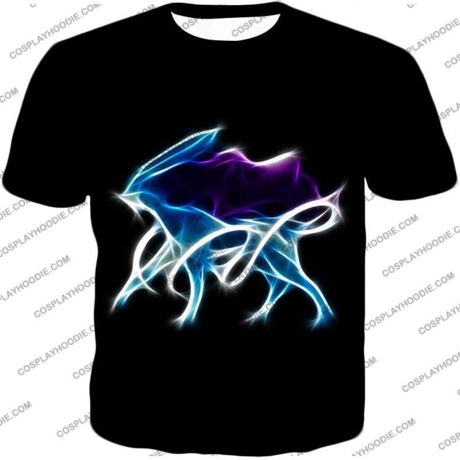 Pokemon Super Cool Legendary Aurora Water Pokeom Suicune Amazing Black T-Shirt PKM123