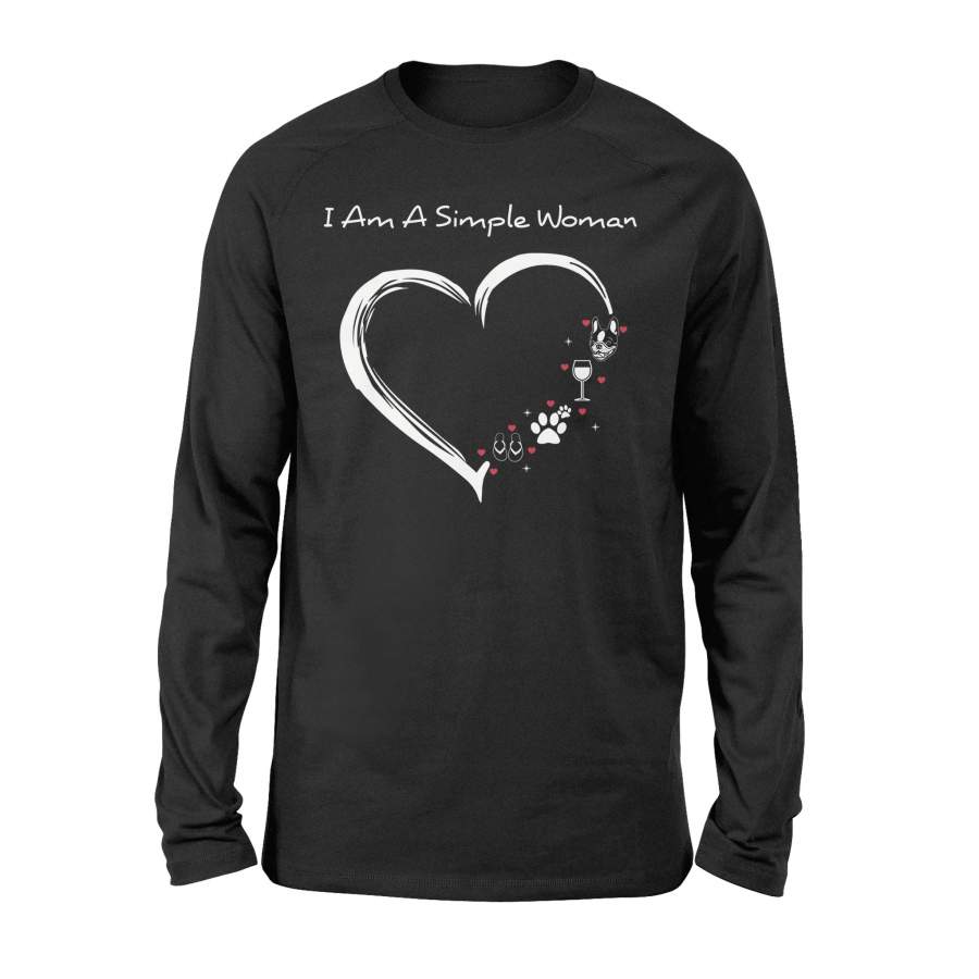 Boston Terrier I Am A Simple Woman Heart – Long Sleeve