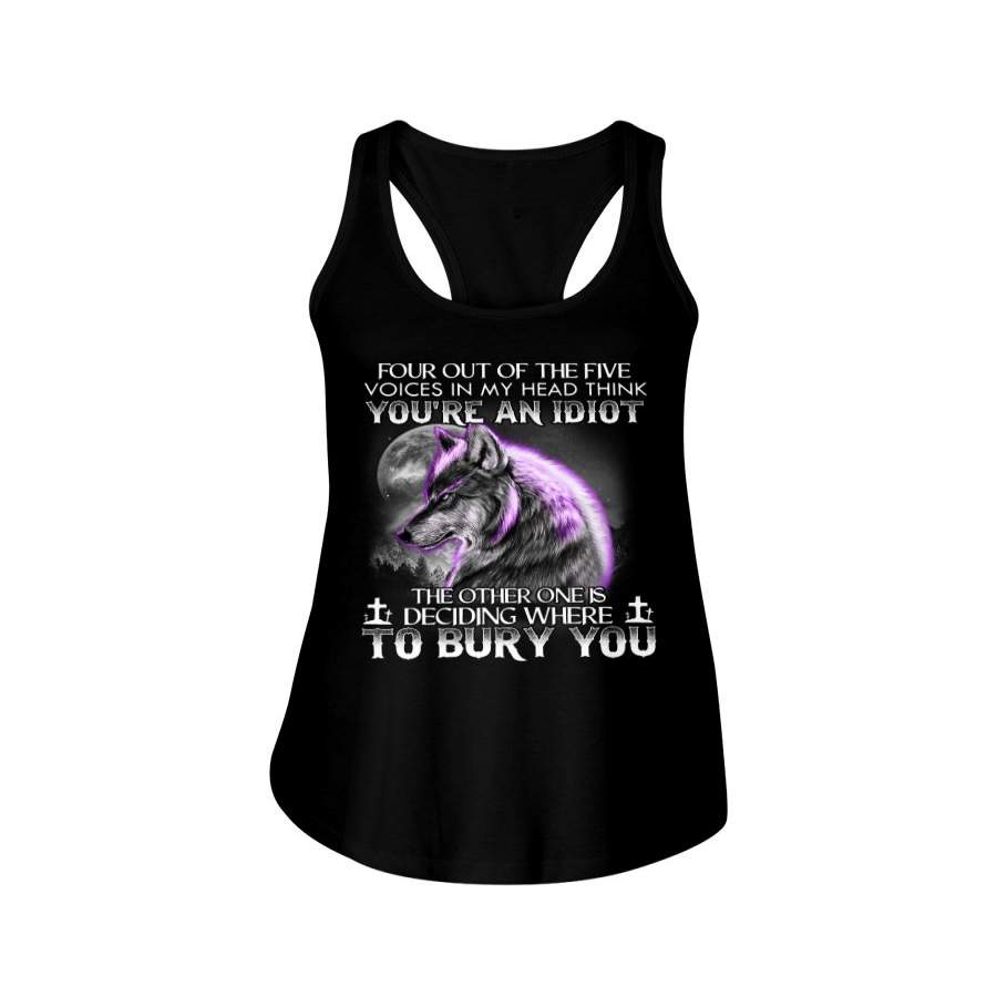 Four Out Of The Five Voices In My Head Think You’re An Idiot Trending Ladies Flowy Tank