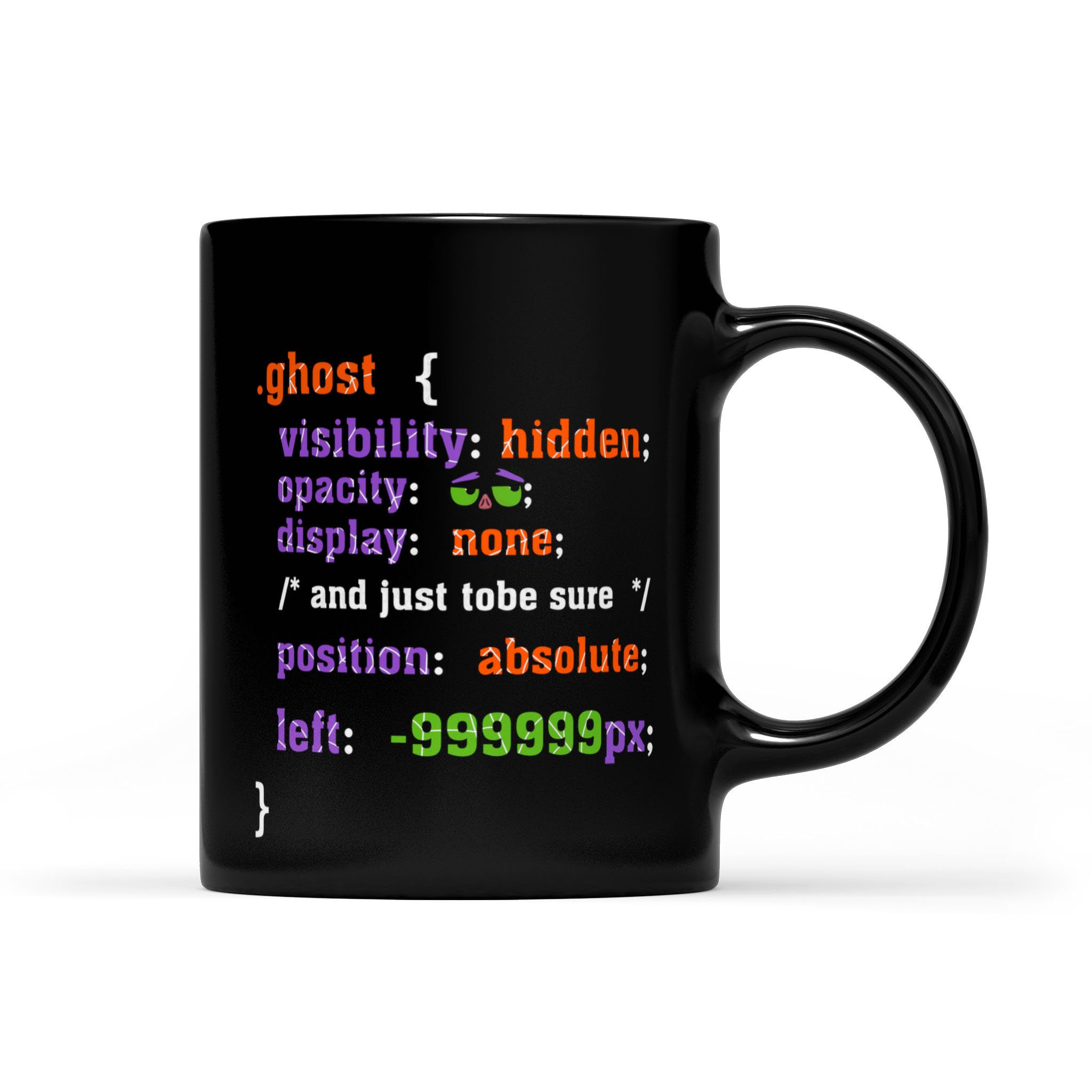 Funny Coding CSS Ghost Halloween By Programmer – Black Mug