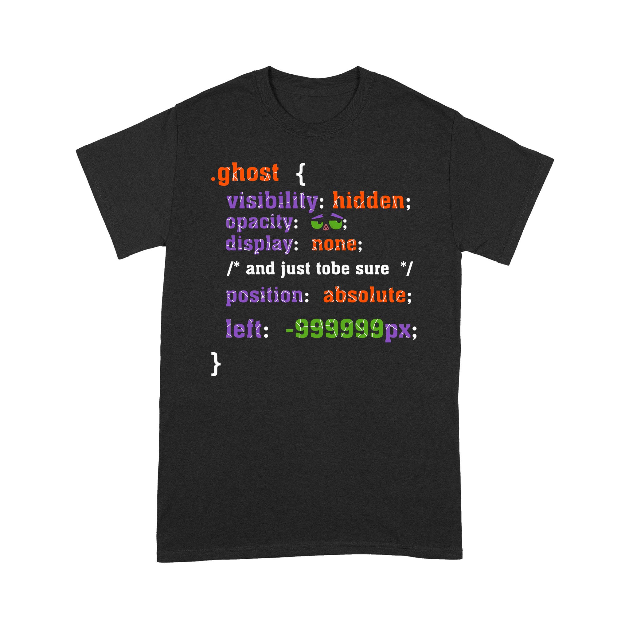 Funny Coding CSS Ghost Halloween By Programmer – Standard T-shirt