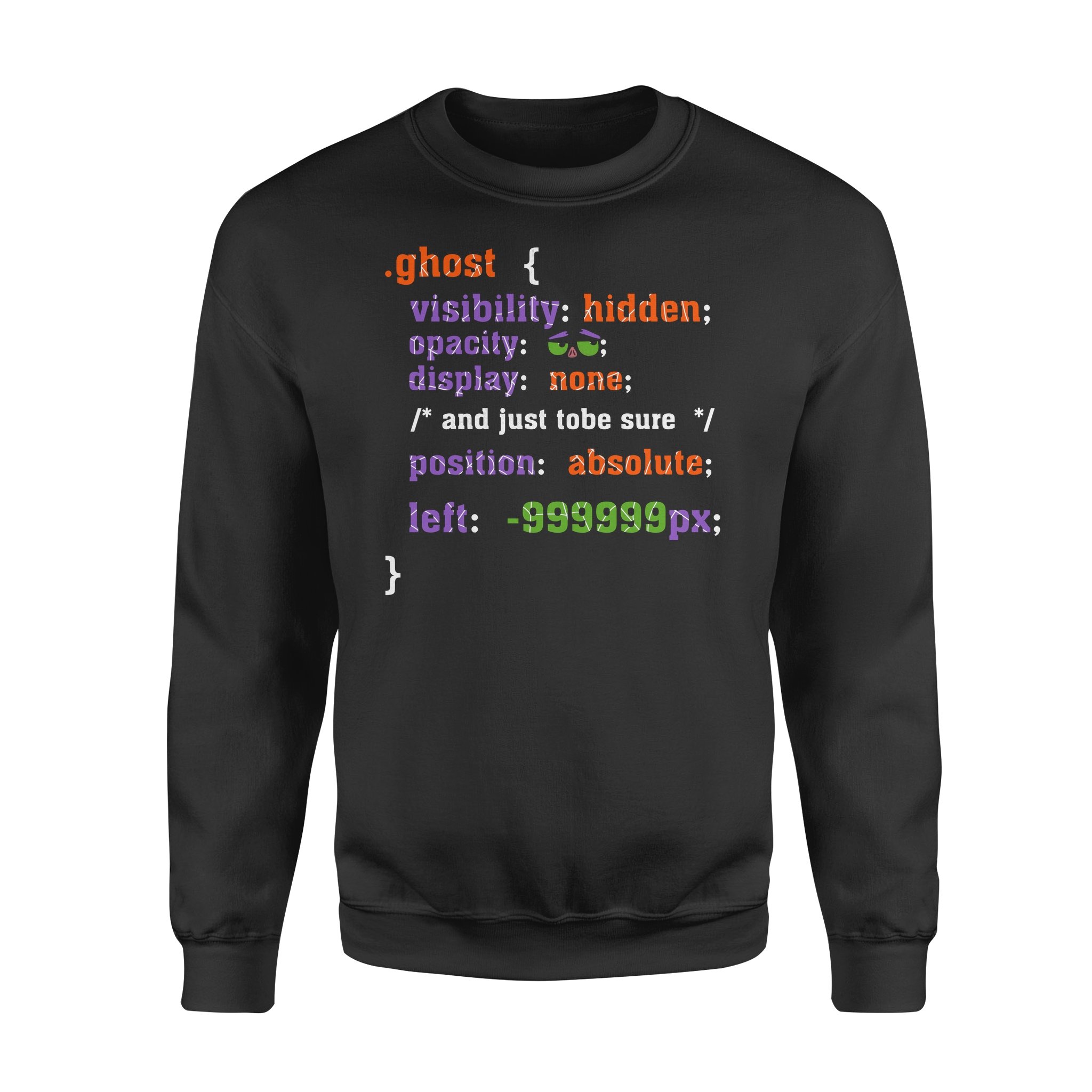 Funny Coding CSS Ghost Halloween By Programmer – Standard Crew Neck Sweatshirt