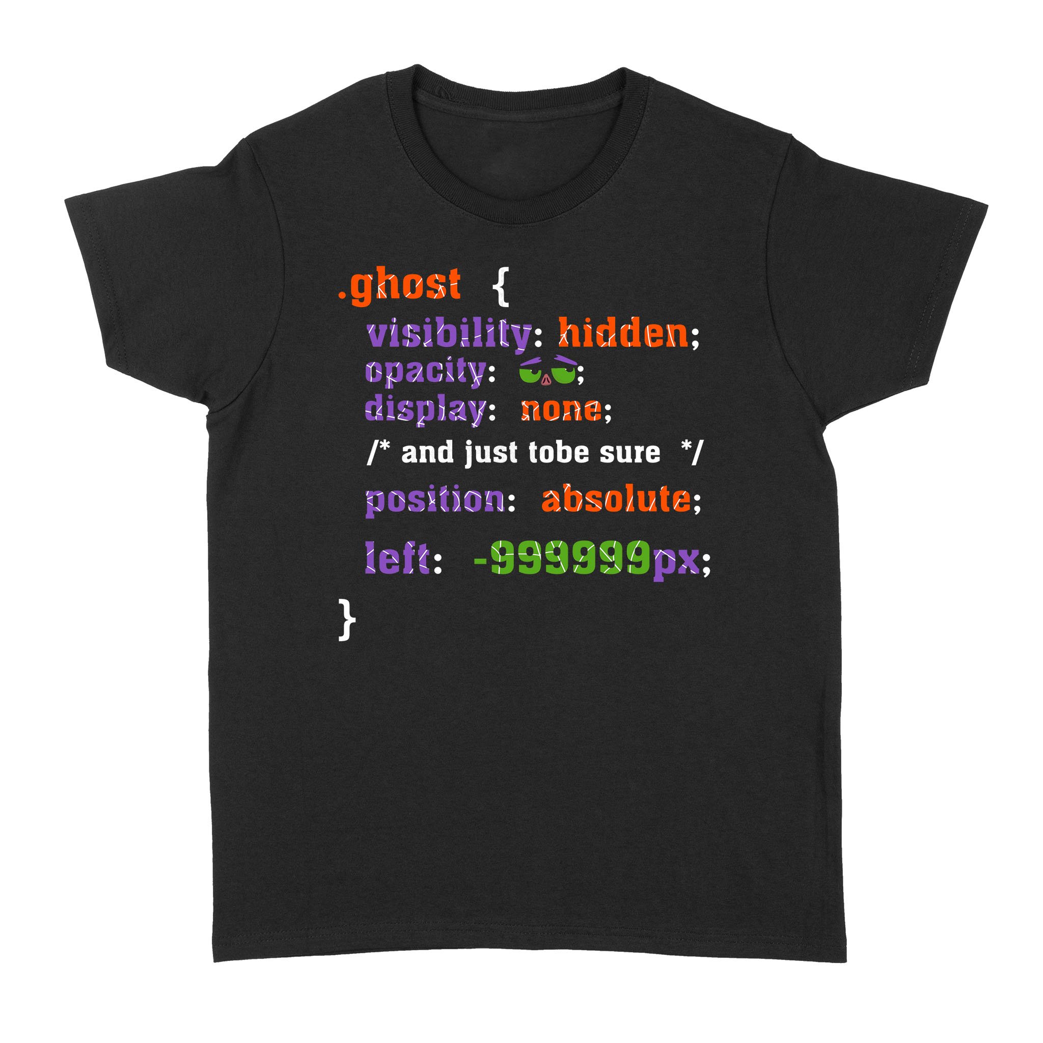 Funny Coding CSS Ghost Halloween By Programmer – Standard Women’s T-shirt