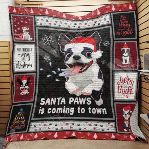 Boston Terrier Dog Christmas Quilt